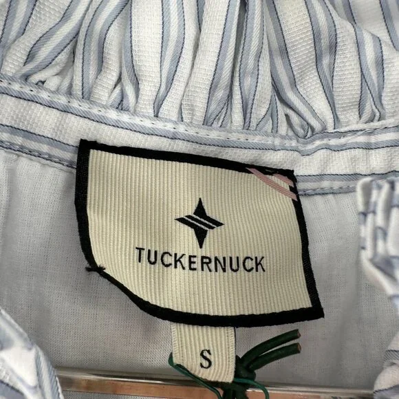 Tuckernuck Women's Grosgrain Trim Oxford Stripe Bouvier Dress sz S NWT - Picture 3 of 5